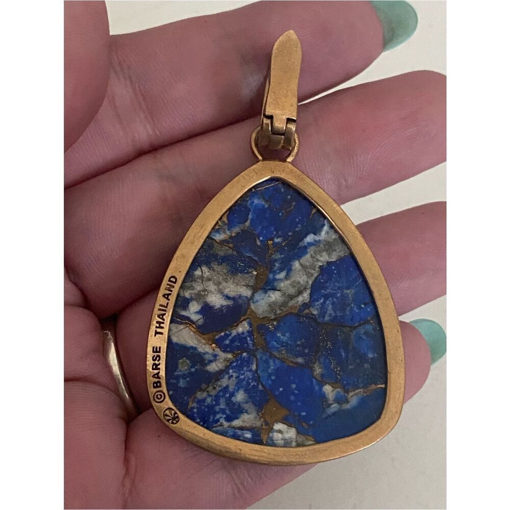 Studio Barse Bronze & Lapis Lazuli Teardrop Pendant - Picture 2 of 4